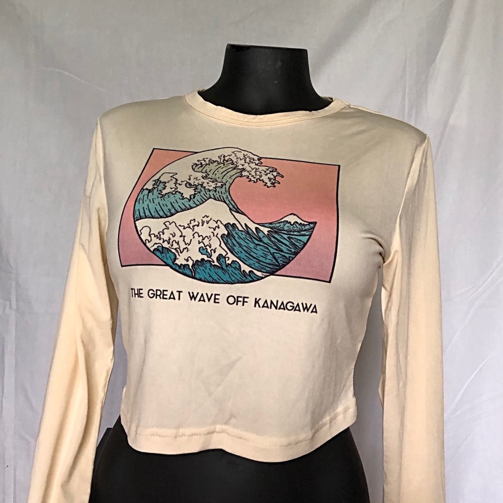 ROMWE - Beige Crop Top Long Sleeves - Picture 7 of 10